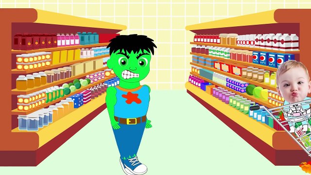 Frozen Elsa and Babies at the Supermarket! Frozen Elsa and Big Head Superhero Babies In Real Life!