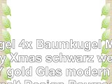 Kugel 4x Baumkugel Merry Xmas schwarz weiß gold Glas  modern bemalt  Design Baumschmuck
