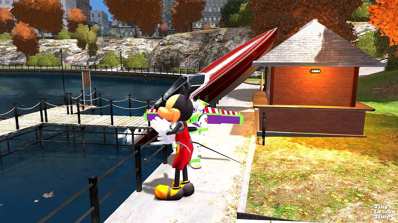 Mickey Mouse w/ Toy Story Woody and Buzz | Taxi, Boat, Bike & Skateboard | Bubble Bath & Kids Songs