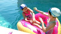 GIANT SURPRISE TOY HUNT AT THE POOL! Opening Toy Surprises FROZEN, Shopkins, Peppa Pig, Paw Patrol,
