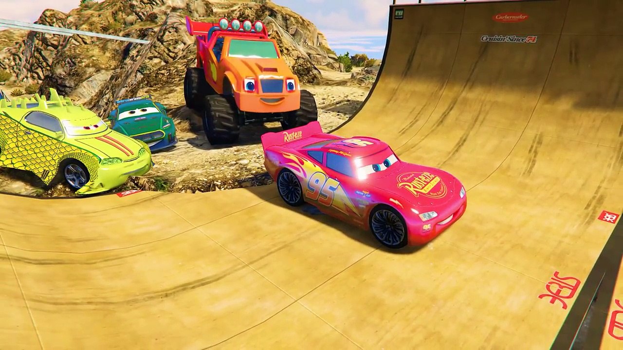 Lightning McQueen and MONSTER TRUCK BLAZE Disney Cars Spiderman Komodo Max Schnell