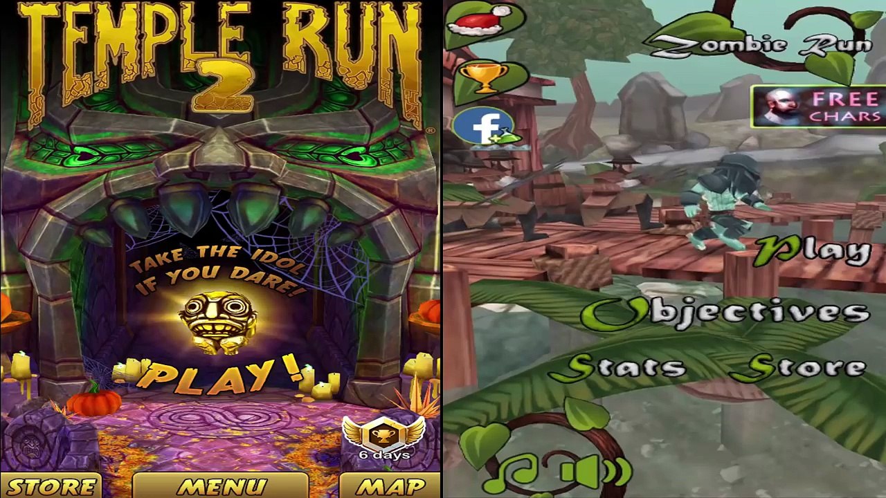 Temple Run 2 Vs Temple Zombies Run Haunted Ghost Path Run Compilation