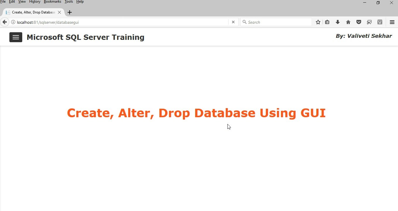Microsoft SQL Server 2017 Training - Create, Alter, Drop Database Using GUI - Part 6