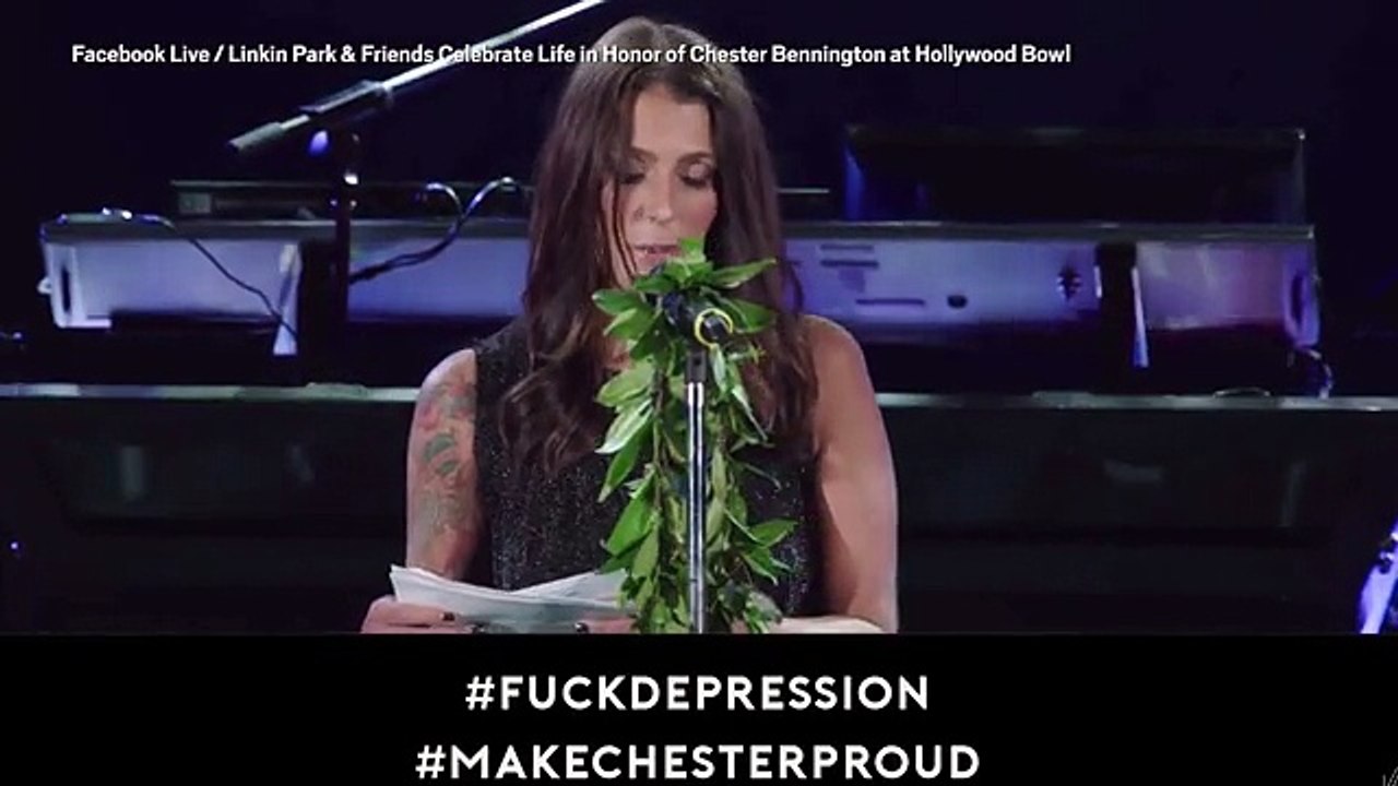 Chester Bennington’s wife Talinda pays tribute in moving speech at Linkin Park memorial show