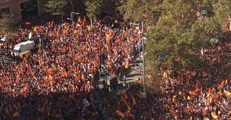 Tens of Thousands Demonstrate in Barcelona in Support of Spanish Unity
