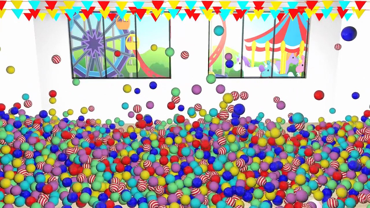 3D Learn Sizes & Colors with Surprise Eggs! Family Pig smallest to Biggest Ballpit for Kids
