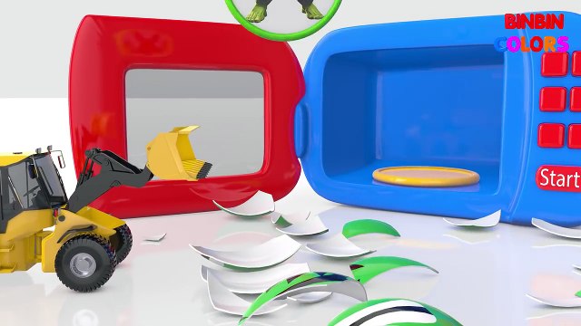 Learn Colors with Surprise Eggs Bulldozer Truck Toys Microwave for Children Toddlers - BinBin Colors