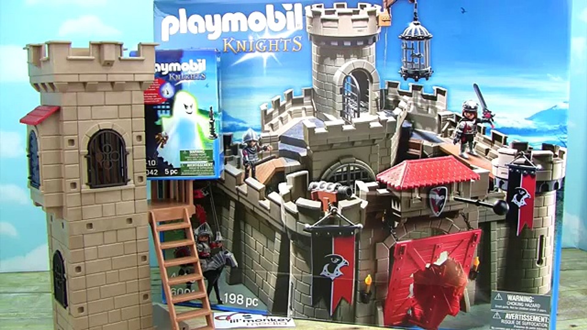 Playmobil Massive Hawk Knights Castle with Tower wall extensions and Rainbow LED Castle Ghost