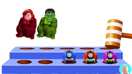 Learn Color with thomas and friends trains for kids Body Gorilla Head Talking angela Hulk Boss Princ