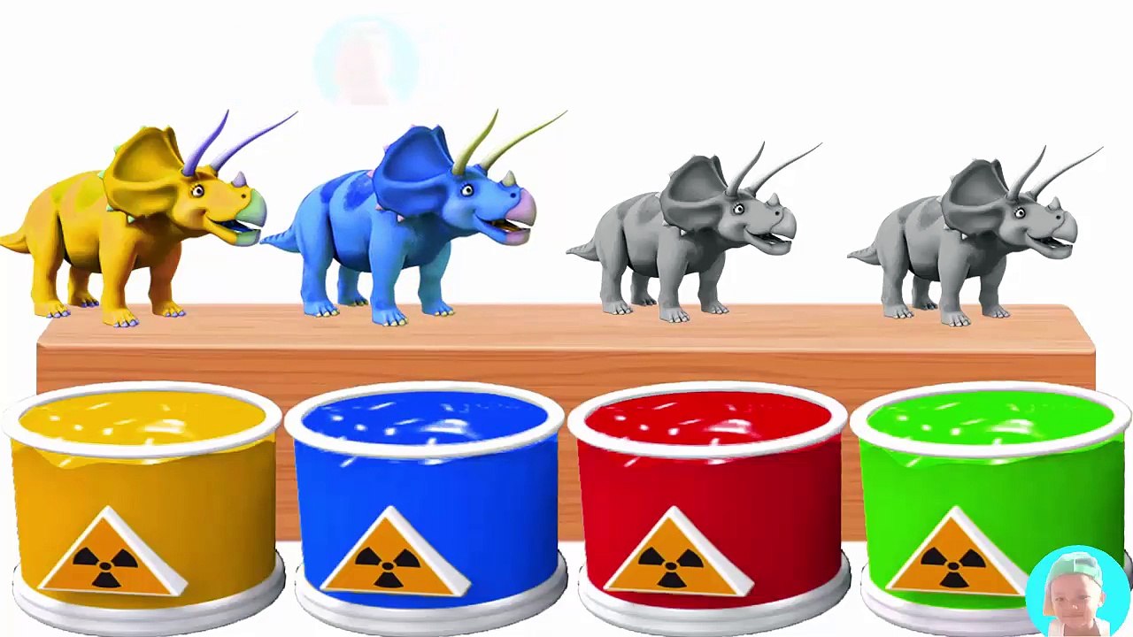 Learn Colors Dinosaur Triceratops Run Surprise Bathing Cartoon old macdonald had a farm Nursery Rhym