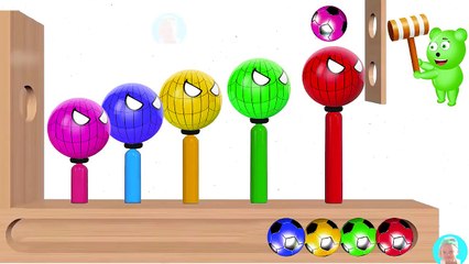 Learn Colors with Surprise Eggs Spiderman for Children, Toddlers Learn Colours with WOODEN FACE