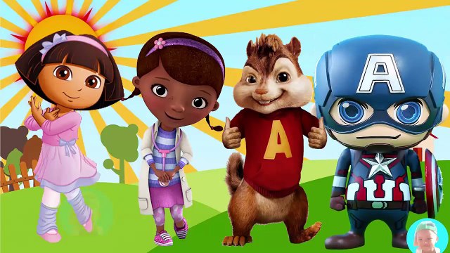 Wrong Eyes Doc McStuffins chipmunks Dora caption america Finger family song for kids