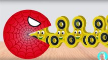 Spider pacman fighting wild Fidget Spinner Spider gummy bear Surprise song rhymes for kids