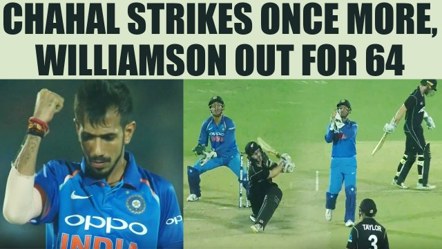 India vs NZ 3rd ODI: Chahal strikes again, Williamson out for 64, Dhoni takes catch |Oneindia News