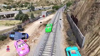Lightning McQueen and Train for Kids - Spiderman in Cartoon for Kids with Nursery Rhymes SHS