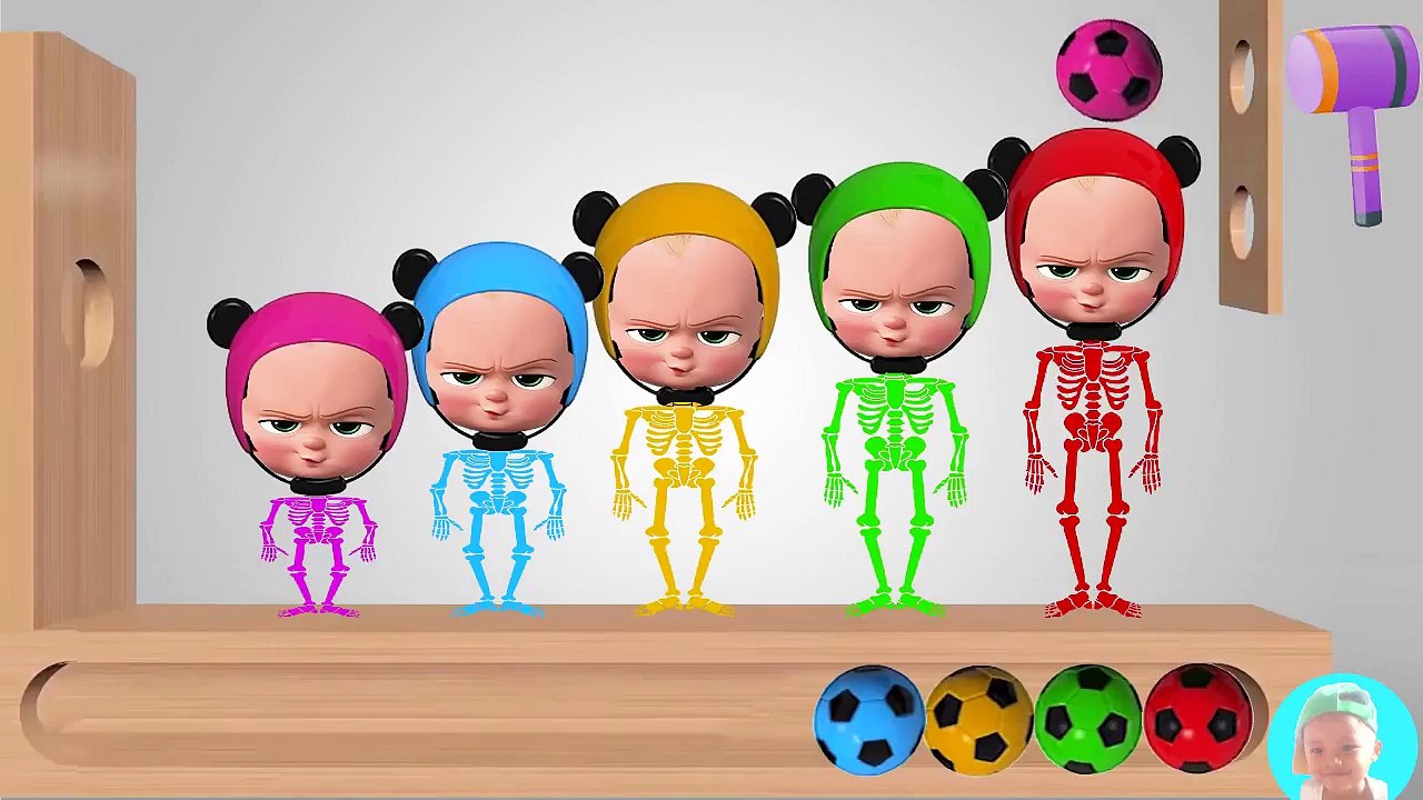 Learn Colors With Baby Boss Skeleton Colors Hammer Xylophone to Children Colors to Soccer Balls
