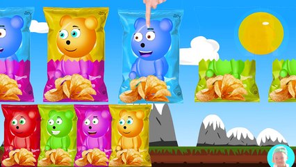 Mega Gummy Bear Wrong Heads Learn Colors with Potato Chips