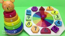 Learn Colors & Numbers for Children with Kids Wooden Rocking Stack Ring Clock Kinetic Sand Ice Cream