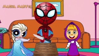Police Spiderman quod Masha Crying Dora maleficent Elsa Funny Movie for kids