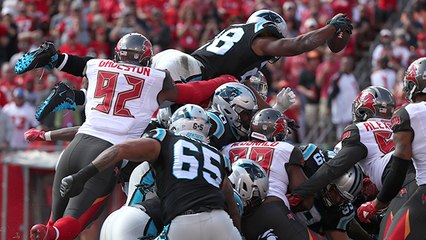 Jonathan Stewart leaps over Bucs' defense for touchdown