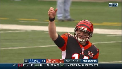 Dalton stands up to fierce Margus Hunt rush, floats TD pass to Malone