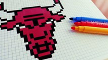 Handmade Pixel Art - How To Draw Chicago Bulls Logo #pixelart
