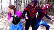 Spiderman Saves Pink Spidergirl! w/ Frozen Elsa & Anna, Superman, Maleficent, Joker & Poison Ivy :)
