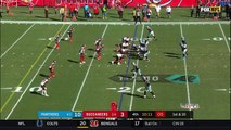Tampa Bay Buccaneers DT Gerald McCoy explodes through Panthers' line to shut down running back Cameron Artis-Payne