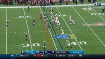 Los Angeles Chargers quarterback Philip Rivers stops clock at one second after Austin Ekeler reception