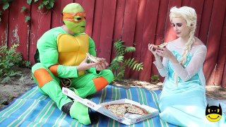Frozen Elsa Arested vs Joker w/ TMNT Superhero Funny Video