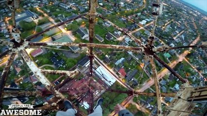 INSANE huge TV tower climb! (People are Awesome)