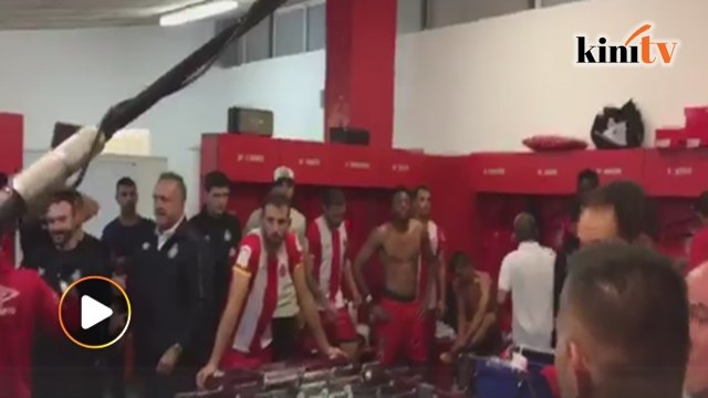 Suasana meriah bilik persalinan Girona usai 'malukan' Real Madrid