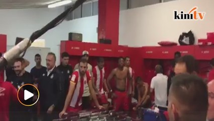 Suasana meriah bilik persalinan Girona usai 'malukan' Real Madrid