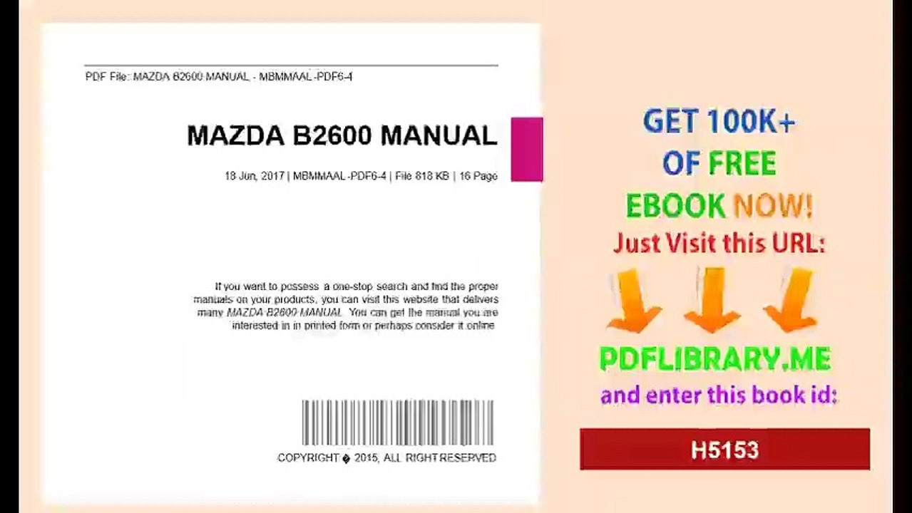 MAZDA B2600 MANUAL