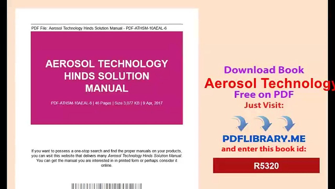 Aerosol Technology Hinds Solution Manual