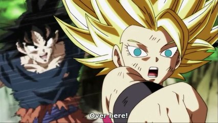 Goku Uses The After Image Technique On Caulifla ( English Sub )