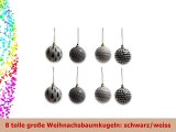 8teiliges Set Weihnachtsbaumkugeln Kugel Anhänger Baumschmuck schwarzweiss 75 cm