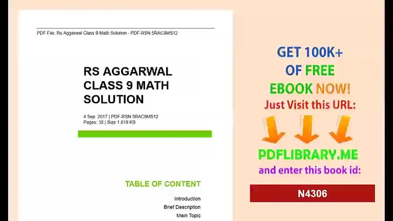 Rs Aggarwal Class 9 Math Solution