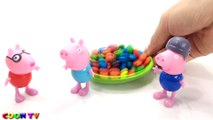 Learn Colors Kinetic Sand Milk Bottle Slime Candy M&M's Peppa Pig Toys Finger Family for Children