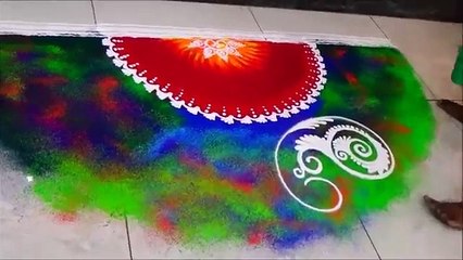 Innovative Rangoli Most popular Peacock Rangoli Design by Satish Thavi Best peacock rangoli