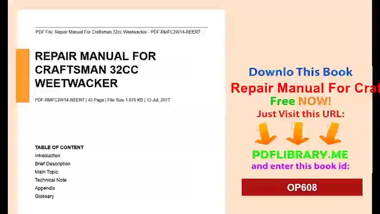Repair Manual For Craftsman 32cc Weetwacker