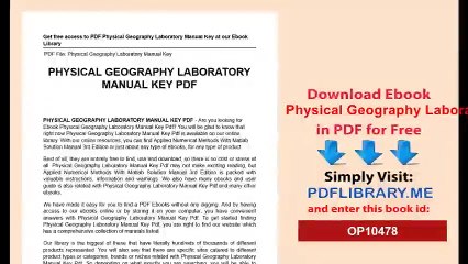 Physical Geography Laboratory Manual Key