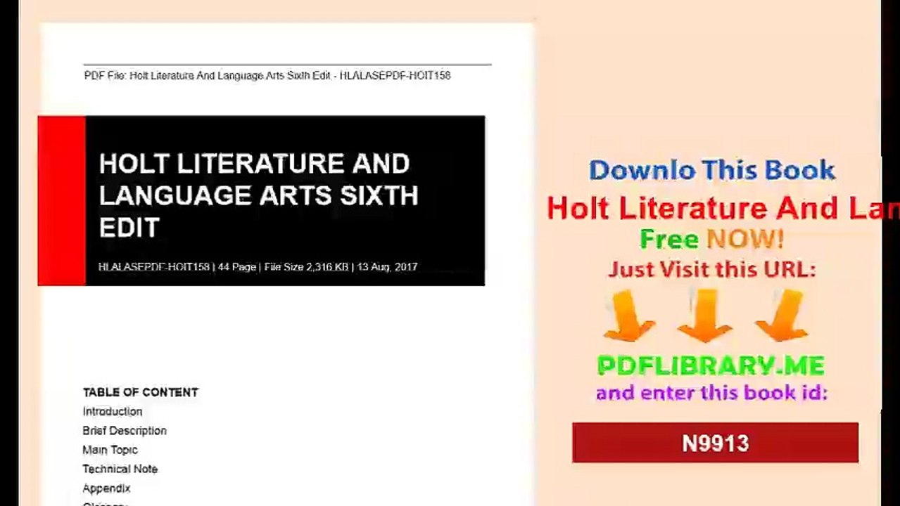 Holt Literature And Language Arts Sixth Edit