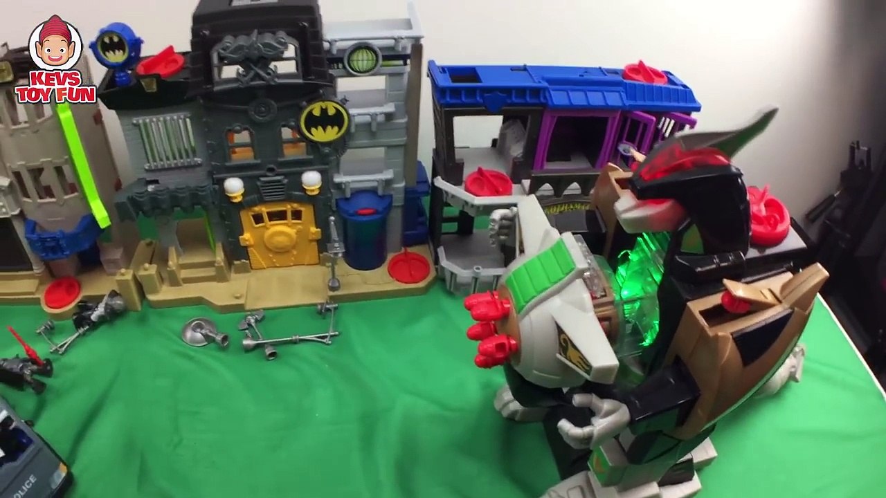 Batman Imaginext RC Transforming Batbot Battles Power Rangers Imaginext Dragonzord With The Joker