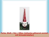 Christbaumspitze Glas 30 x 76 cm Schneemann Rot Weiß Weihnachtsbaum Spitze