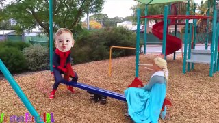 Crying Spiderman Bad Baby Doctor at Childrens Play Area Elsa Breaks Arm Joker thief Superhero funny