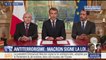 Emmanuel Macron signe en direct depuis son bureau de l'Élysée la loi antiterroriste