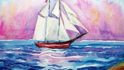 Уроки рисования. Как нарисовать МОРСКОЙ ПЕЙЗАЖ акварелью Erich Krause