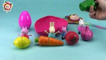 PEPPA PIG monta una frutería con sus amigas y Huevo sorpresa / Aprender las frutas en inglés