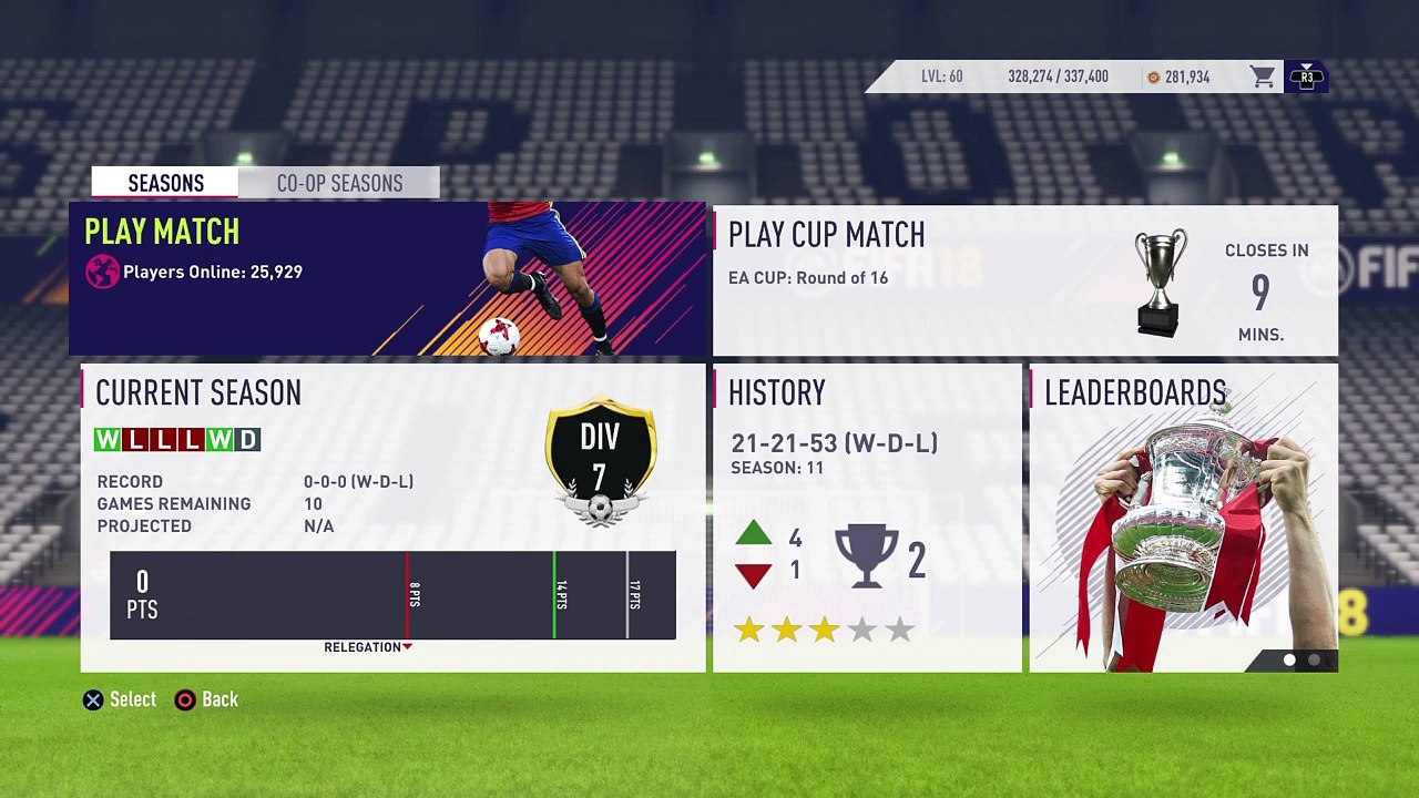 FIFA 18 Season matchs